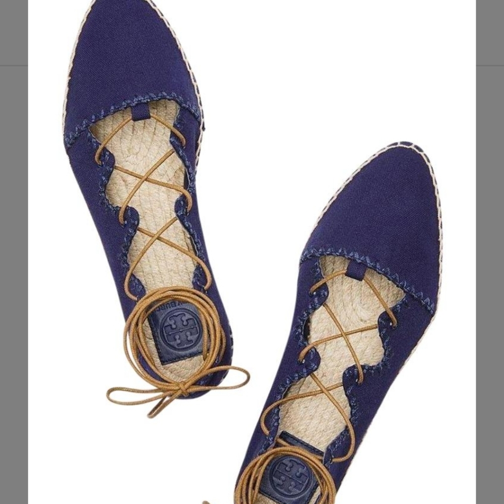 Tory Burch Sanoma Ghillie Espadrilles Slip On Lace Up Summer Shoes Designer